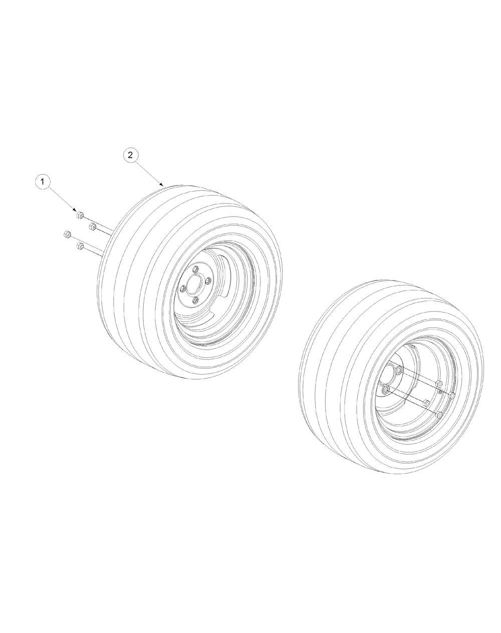 Wheel Assembly Diagram and Parts List for 53AH8CT2050-25HP Cub Cadet Lawn Tractor